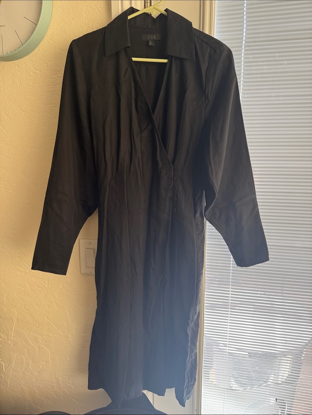 COS Black Wrap-Style Long Sleeve Dress